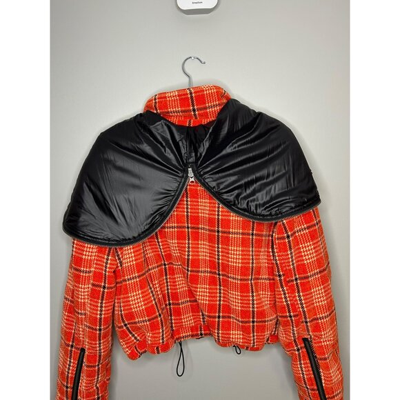 WE the FREE Strike Out Plaid Puffer Bomber Jacket w zipper hood women’s sz Small - Picture 11 of 16